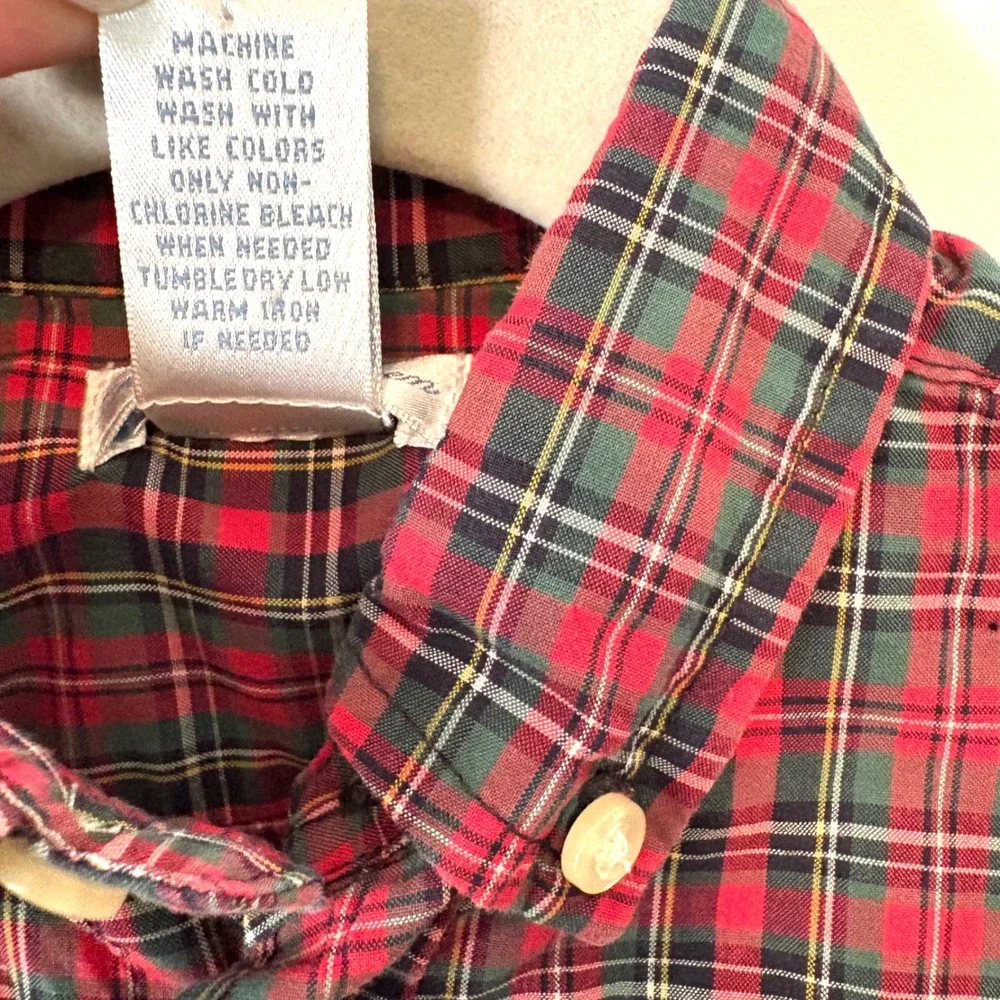 Ralph Lauren Kid's Red Plaid Holiday Button‎ Down Shirt in Size 12 Months